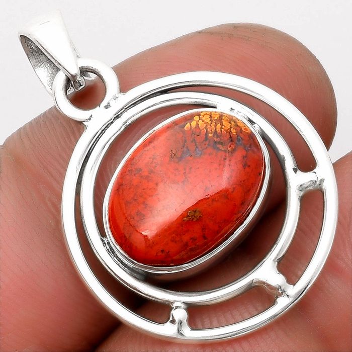 Natural Red Moss Agate Pendant SDP107215 P-1712, 11x15 mm