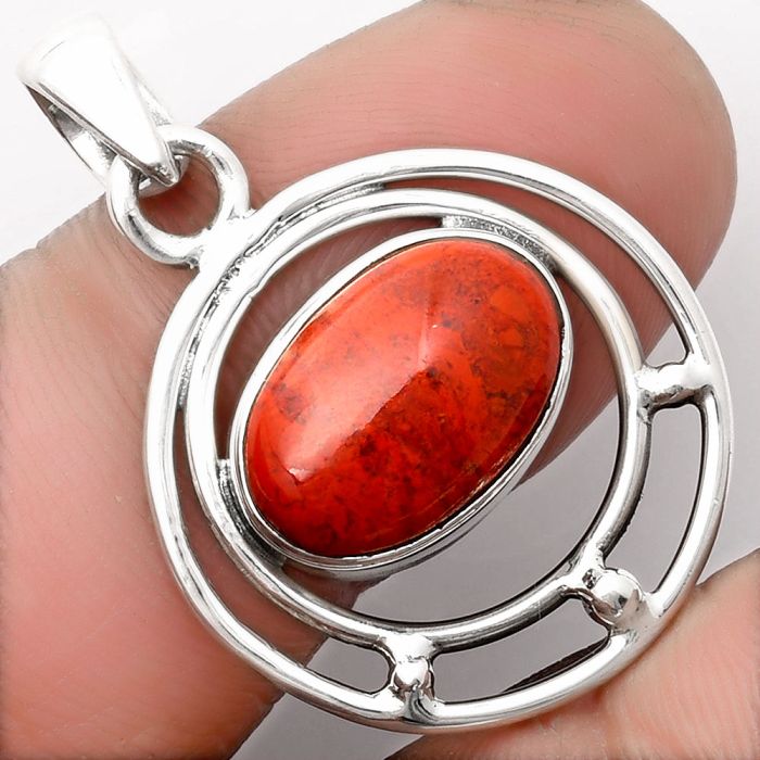 Natural Red Moss Agate Pendant SDP107228 P-1712, 10x14 mm