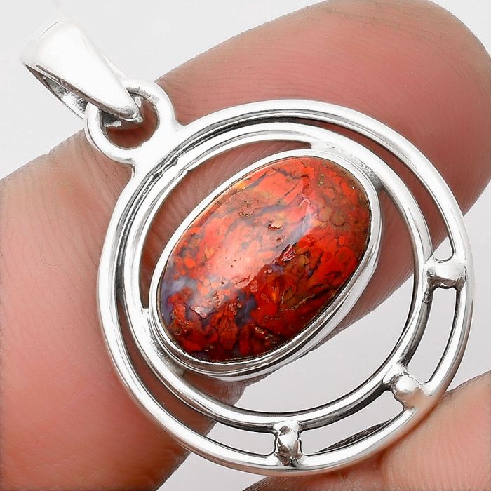 Natural Red Moss Agate Pendant SDP107230 P-1712, 10x15 mm