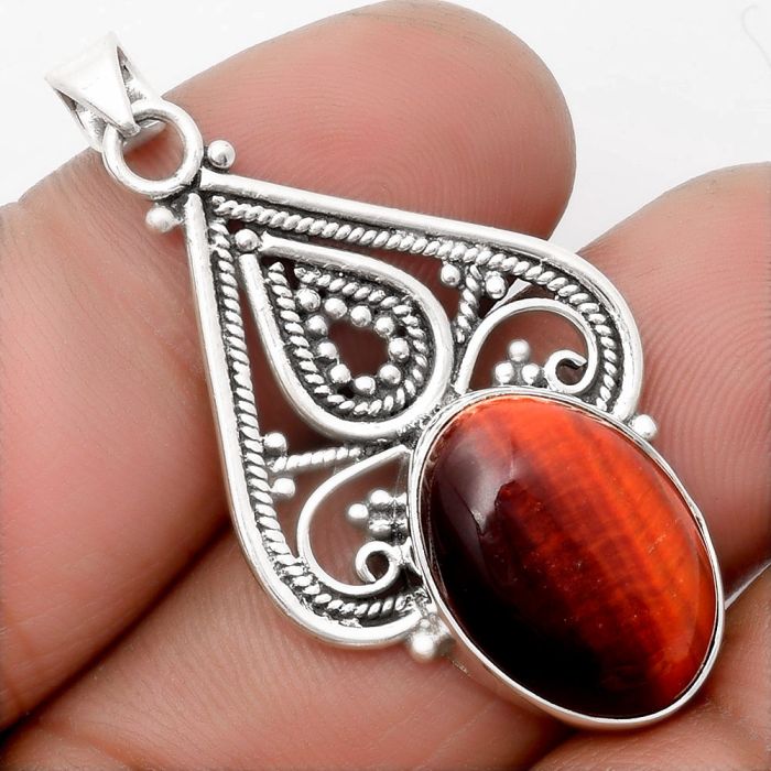 Natural Red Tiger Eye Pendant SDP107263 P-1541, 13x18 mm