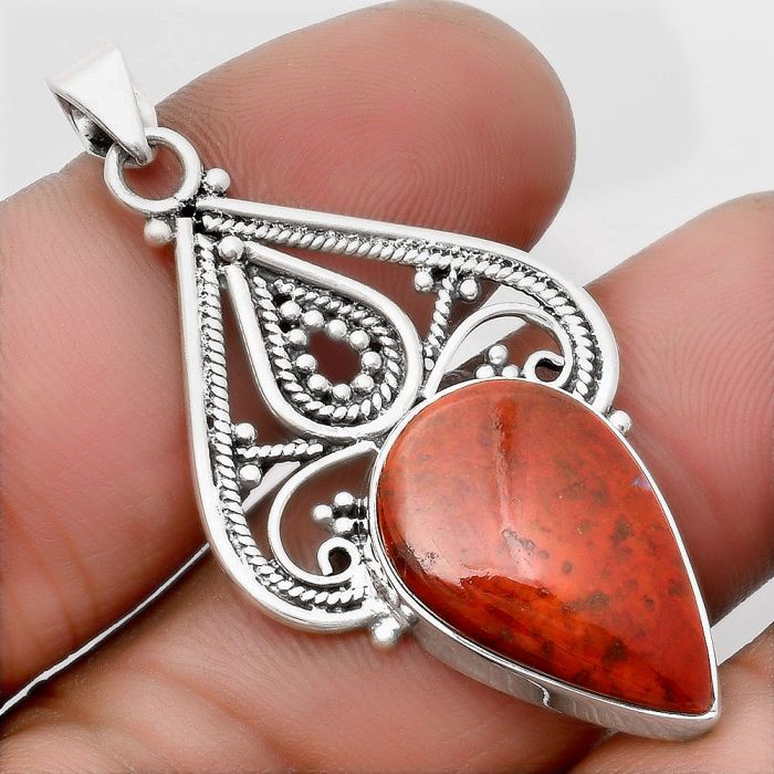 Natural Red Moss Agate Pendant SDP107289 P-1541, 14x21 mm