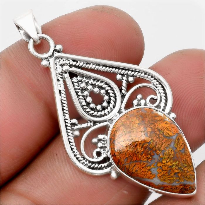 Natural Red Moss Agate Pendant SDP107290 P-1541, 14x19 mm