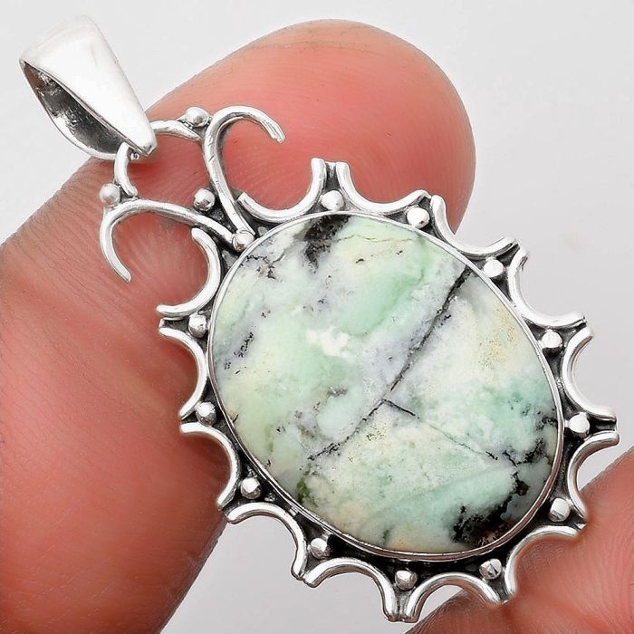 Dendritic Chrysoprase - Africa 925 Sterling Silver Pendant Jewelry SDP107326 P-1249, 15x20 mm