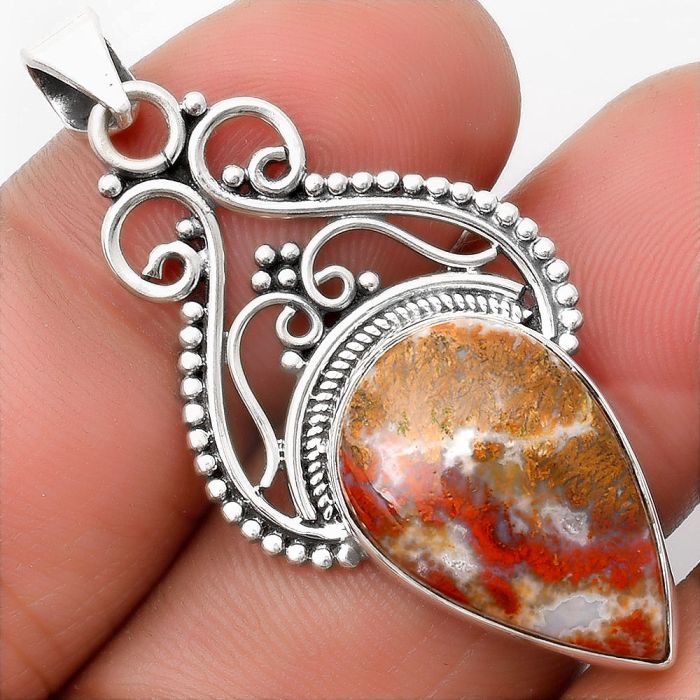 Natural Red Moss Agate Pendant SDP107362 P-1541, 13x21 mm