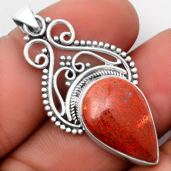 Natural Red Moss Agate Pendant SDP107367 P-1541, 14x21 mm