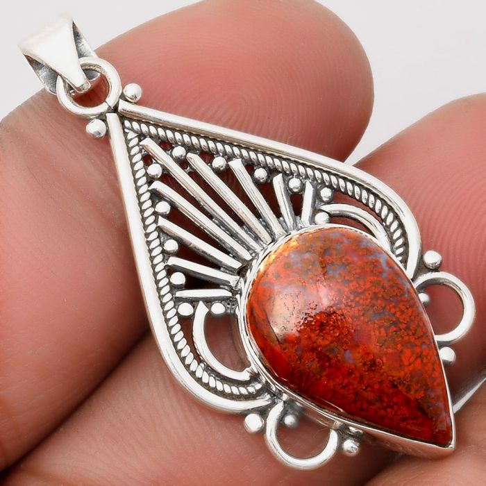 Natural Red Moss Agate Pendant SDP107407 P-1541, 13x19 mm