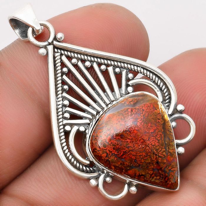 Natural Red Moss Agate Pendant SDP107421 P-1541, 15x18 mm