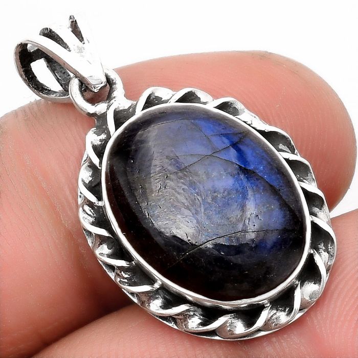 Blue Fire Labradorite - Madagascar Pendant SDP107702 P-1081, 13x17 mm