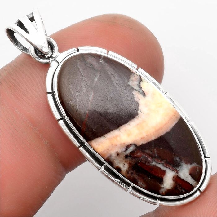 Natural Coffee Zebra Jasper Pendant SDP107747 P-1065, 13x27 mm