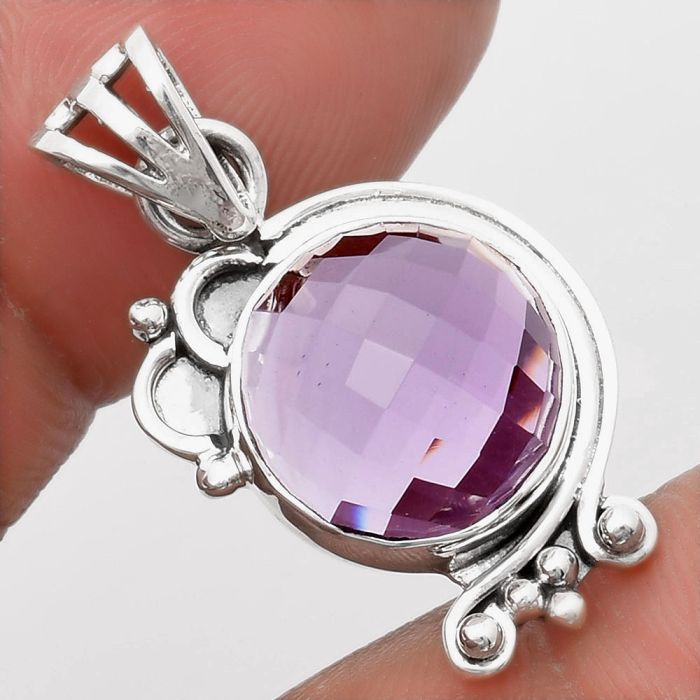 Faceted Natural Amethyst - Brazil Pendant SDP107861 P-1019, 12x12 mm