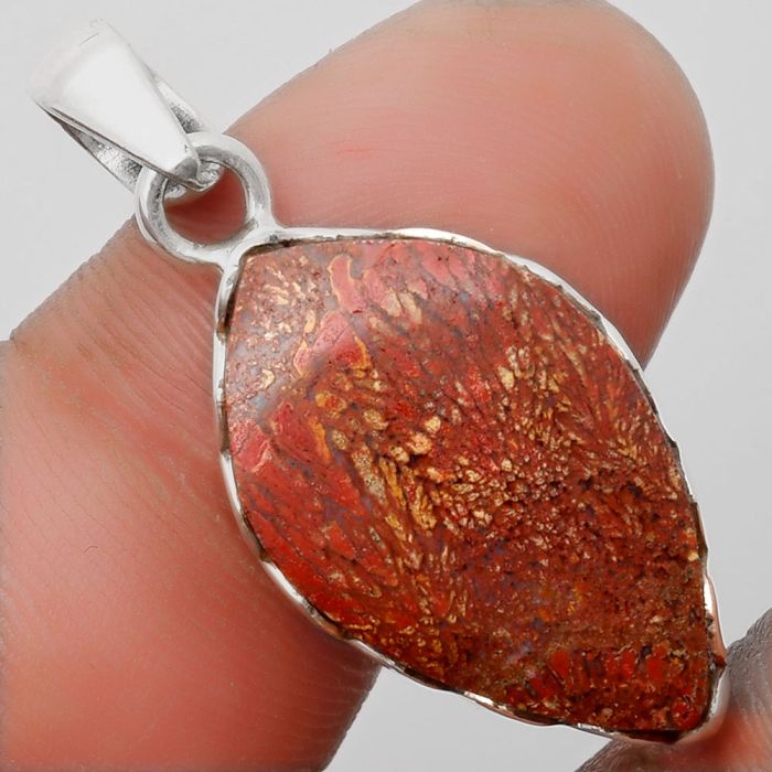 Natural Red Moss Agate Pendant SDP108175 P-1637, 15x24 mm