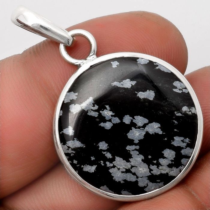 Natural Snow Flake Obsidian Pendant SDP108190 P-1001, 22x22 mm