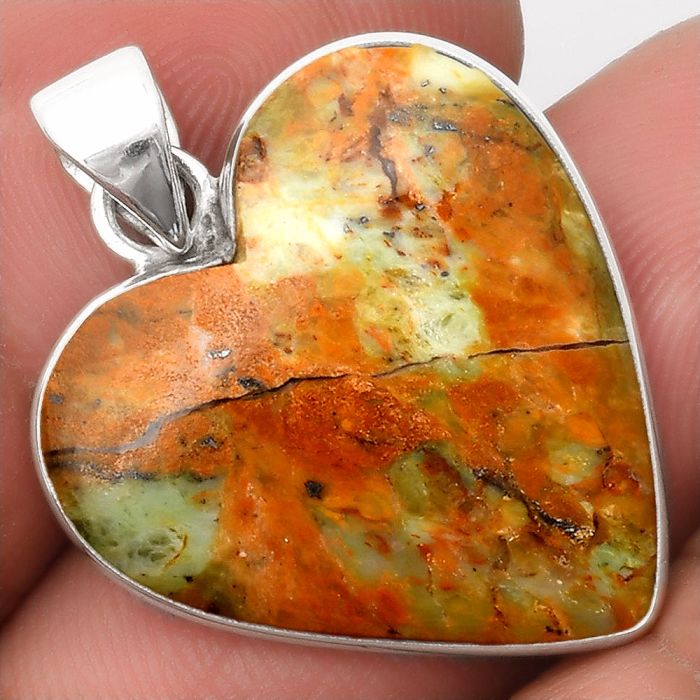 Valentine Gift Heart Natural Chrome Chalcedony Pendant SDP108233 P-1043, 22x22 mm