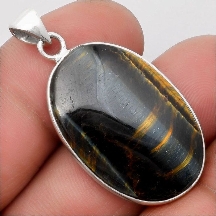 Natural Blue Tiger Eye Pendant SDP108251 P-1001, 19x29 mm