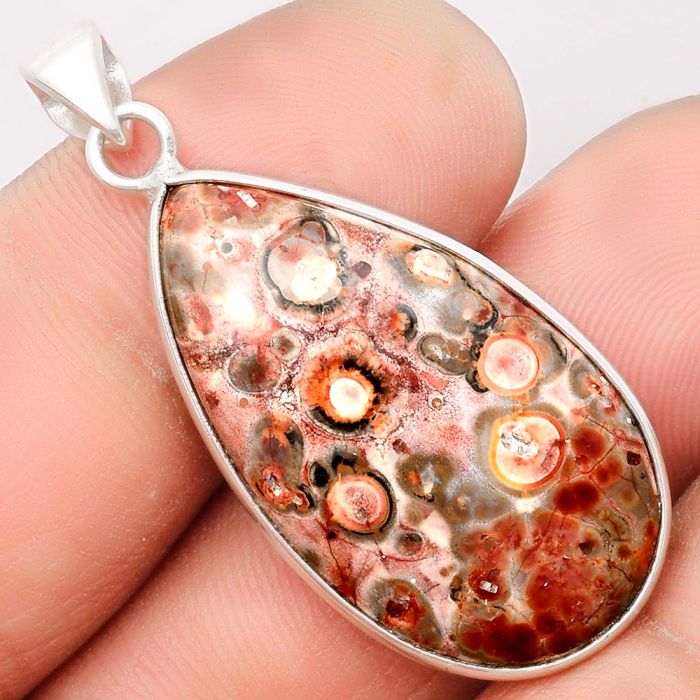 Natural Leopard Skin Jasper Pendant SDP108545 P-1001, 18x31 mm