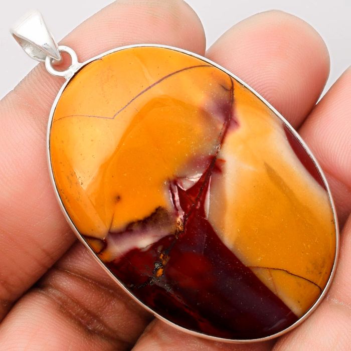 Natural Red Mookaite Pendant SDP108608 P-1001, 32x46 mm