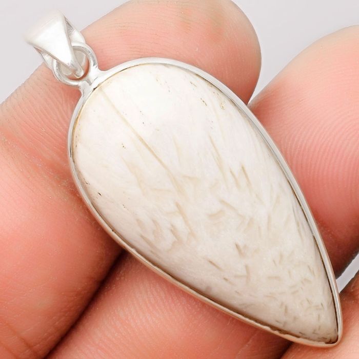 Natural White Scolecite Pendant SDP108647 P-1001, 17x34 mm