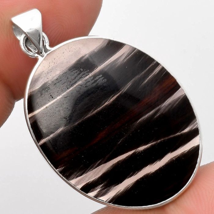 Natural Black Lace Obsidian Pendant SDP108713 P-1001, 23x29 mm