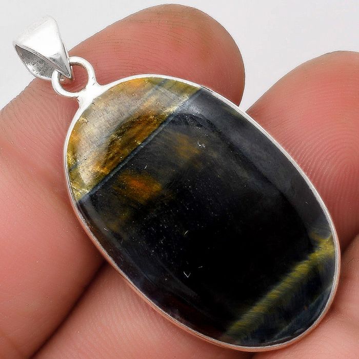 Natural Blue Tiger Eye Pendant SDP108715 P-1001, 20x32 mm