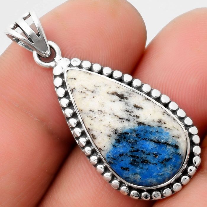 Natural K2 Blue - Azurite In Quartz Pendant SDP108883 P-1052, 13x23 mm