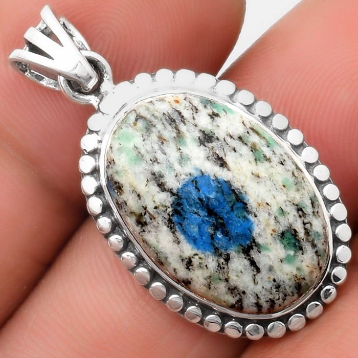 Natural K2 Blue - Azurite In Quartz Pendant SDP108917 P-1052, 14x21 mm