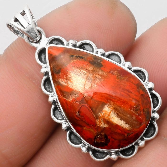 Natural Red Brecciated Jasper Pendant SDP108968 P-1080, 16x26 mm