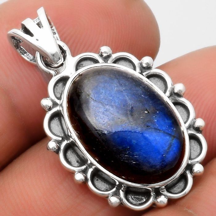 Blue Fire Labradorite - Madagascar Pendant SDP108981 P-1080, 12x17 mm