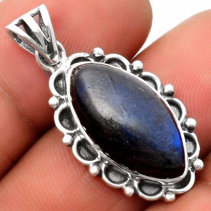 Blue Fire Labradorite - Madagascar Pendant SDP108997 P-1080, 11x20 mm