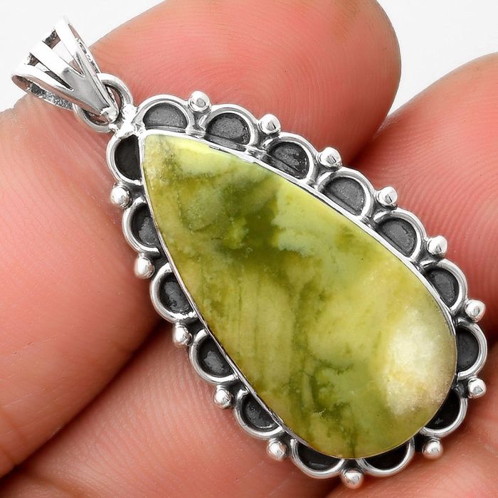 Natural Serpentine Pendant SDP109008 P-1080, 14x28 mm