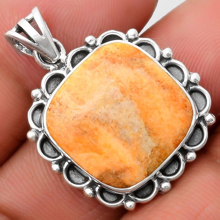 Natural Coral Jasper Pendant SDP109009 P-1080, 18x18 mm