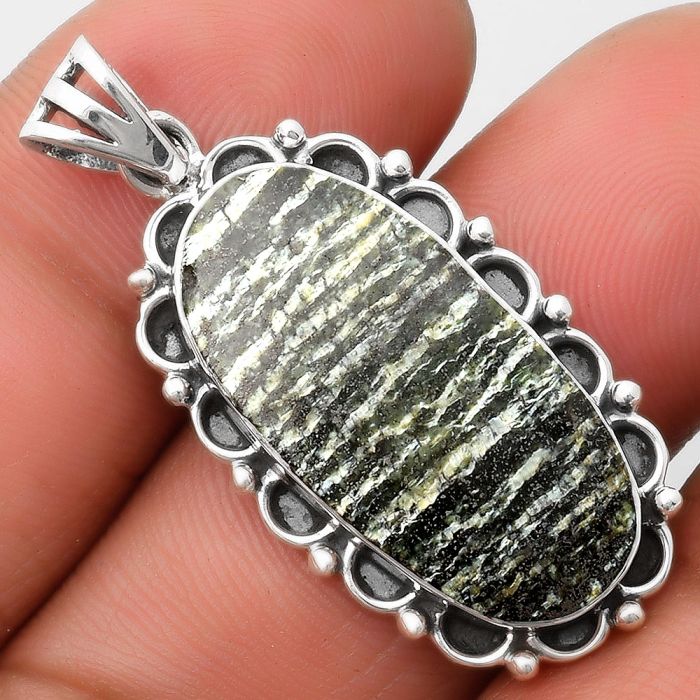 Natural Chrysotile Pendant SDP109015 P-1080, 13x27 mm