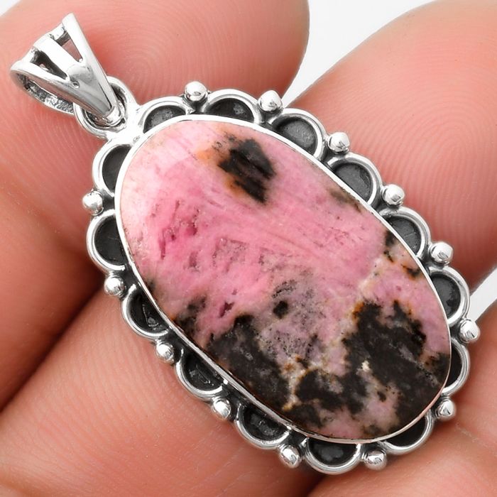 Natural Rhodonite Pendant SDP109024 P-1080, 15x26 mm