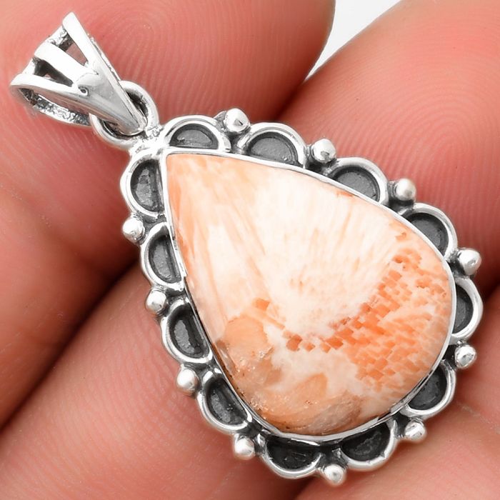 Natural Orange Scolecite - India Pendant SDP109033 P-1080, 15x20 mm