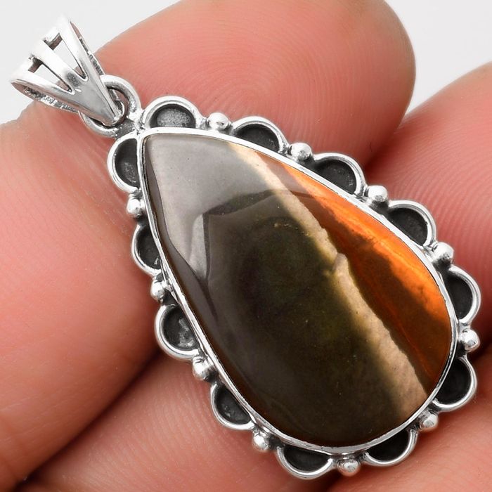 Natural Polygram Jasper Pendant SDP109036 P-1080, 16x26 mm