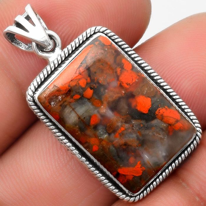 Natural Red Brecciated Jasper Pendant SDP109085 P-1056, 14x21 mm