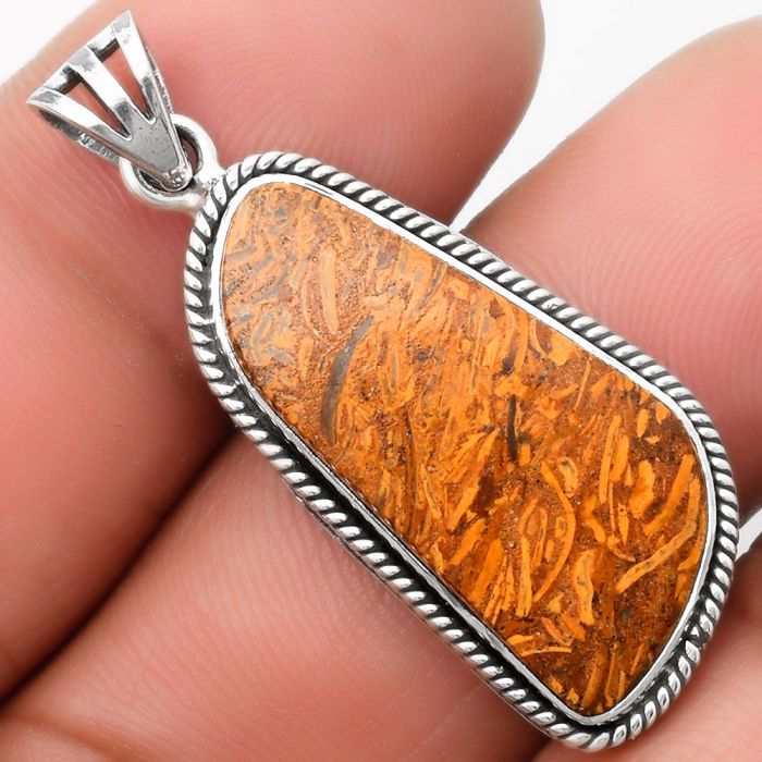 Natural Coquina Fossil Jasper - India Pendant SDP109092 P-1056, 13x28 mm