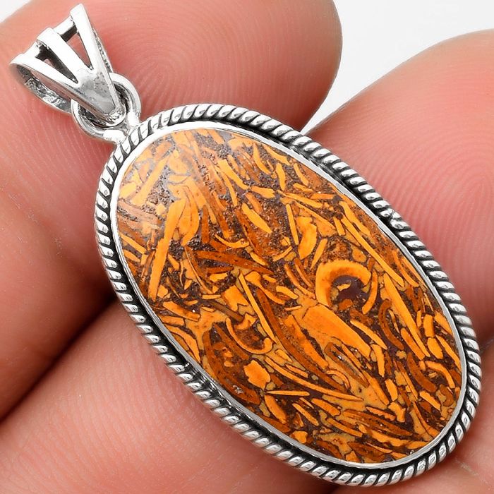 Natural Coquina Fossil Jasper - India Pendant SDP109096 P-1056, 14x26 mm