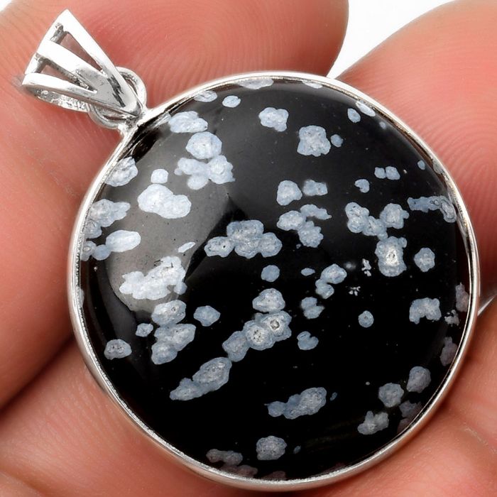 Natural Snow Flake Obsidian Pendant SDP109218 P-1001, 26x26 mm