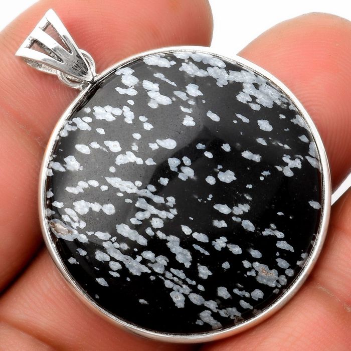 Natural Snow Flake Obsidian Pendant SDP109229 P-1001, 30x30 mm