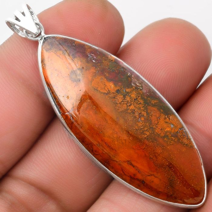 Natural Red Moss Agate Pendant SDP109267 P-1001, 18x45 mm