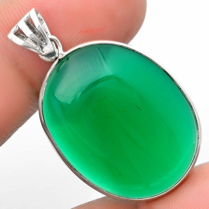 Natural Green Onyx Pendant SDP109330 P-1001, 21x27 mm