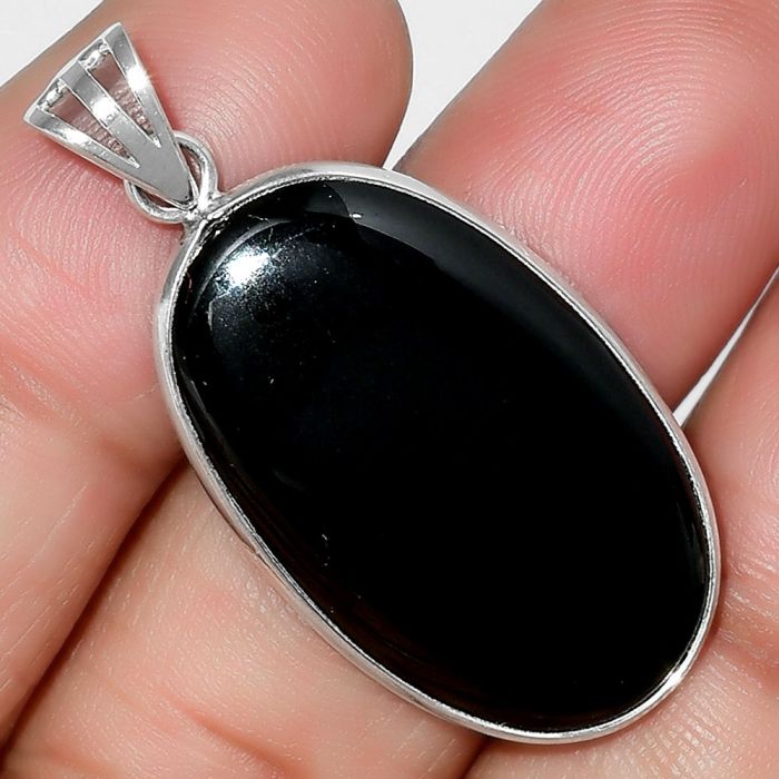 Natural Black Onyx - Brazil Pendant SDP109451 P-1001, 17x29 mm