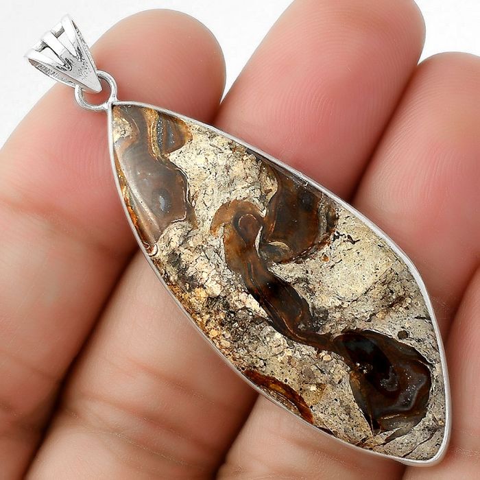 Natural Rock Calcy Pendant SDP109466 P-1001, 18x46 mm