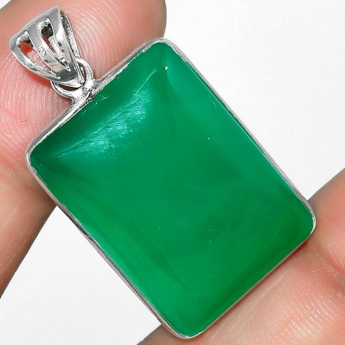 Natural Green Onyx Pendant SDP109480 P-1001, 18x25 mm