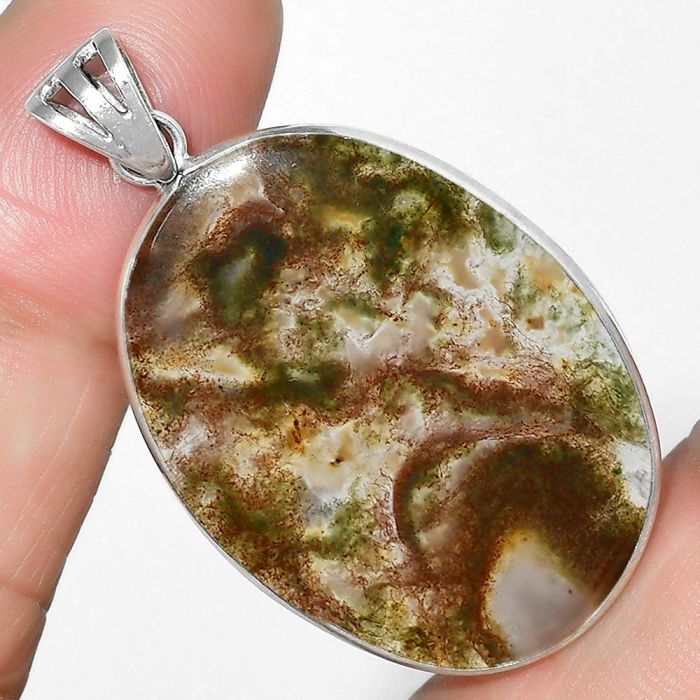 Natural Texas Moss Agate Pendant SDP109482 P-1001, 23x32 mm