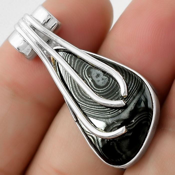 Crown Of Silver Psilomelane - Black Malachite Pendant SDP109596 P-1675, 15x25 mm