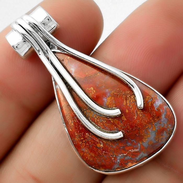 Natural Red Moss Agate Pendant SDP109602 P-1675, 18x27 mm