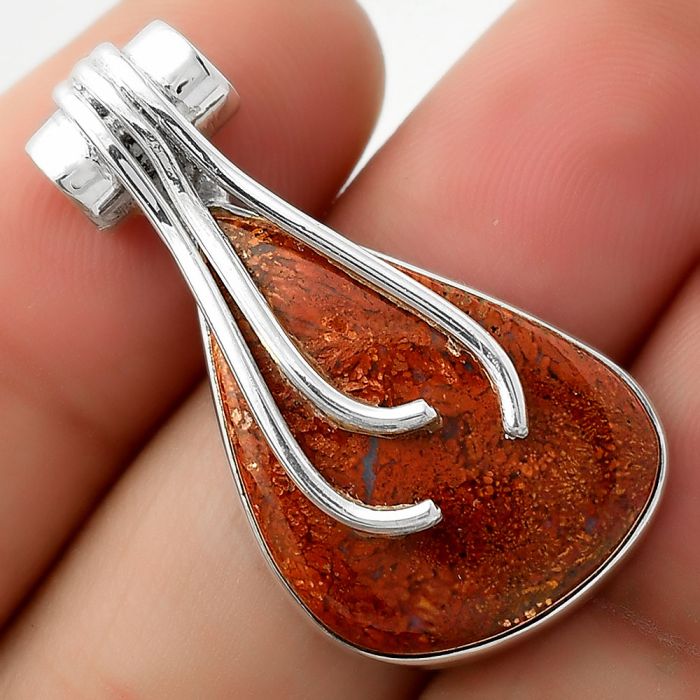 Natural Red Moss Agate Pendant SDP109608 P-1675, 17x25 mm