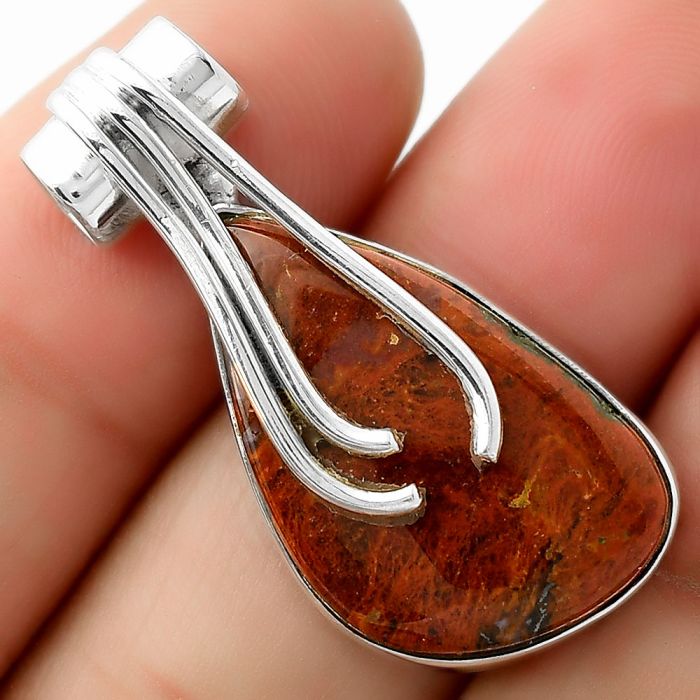 Natural Red Moss Agate Pendant SDP109609 P-1675, 15x25 mm