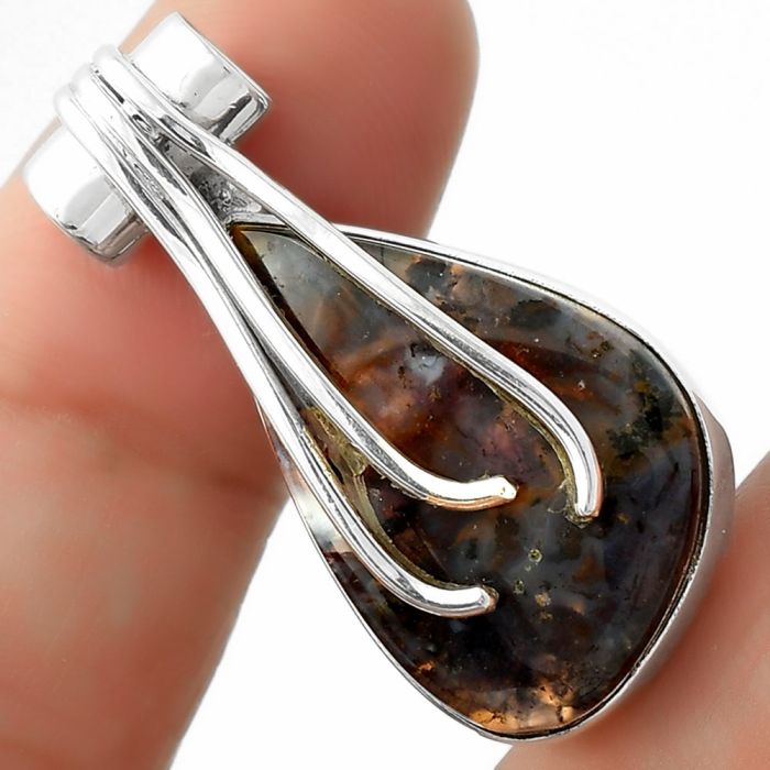 Natural Texas Moss Agate Pendant SDP109620 P-1675, 16x25 mm